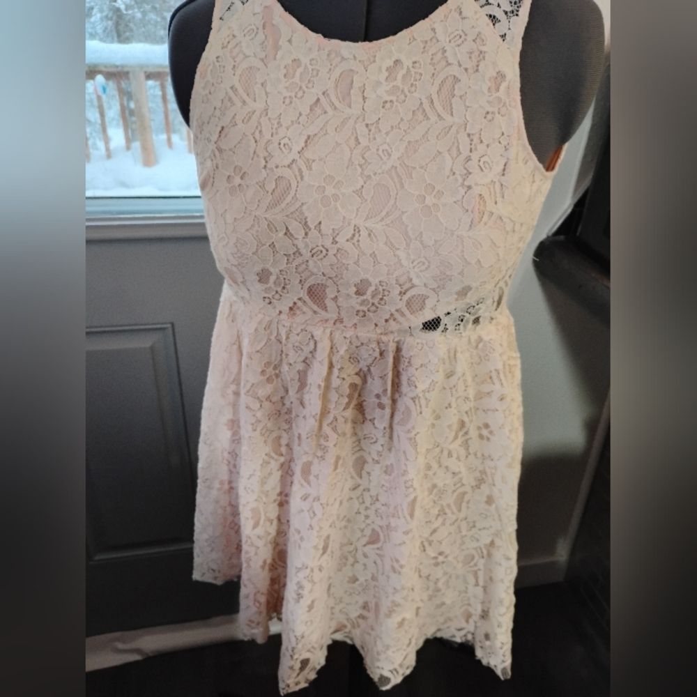 Wet Seal Cream Lace Mini Dress
